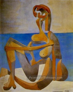 baigneuse baigneuses Tableau Peinture - Baigneuse assise au bord de mer 1930 cubiste